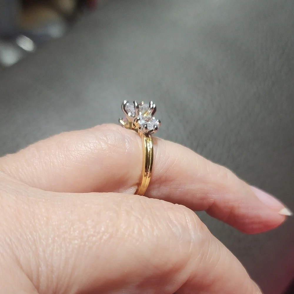 Goldtone Multi CZ Stone Ring